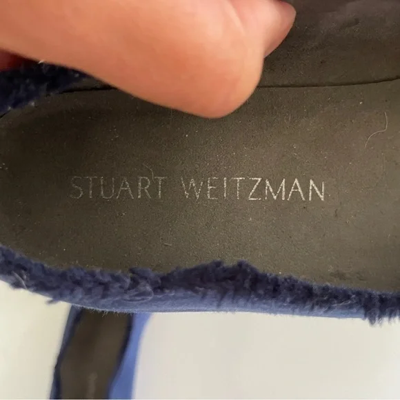 Stuart Weitzman Blue Midnight Satin Flats Loafers - Picture 5 of 10